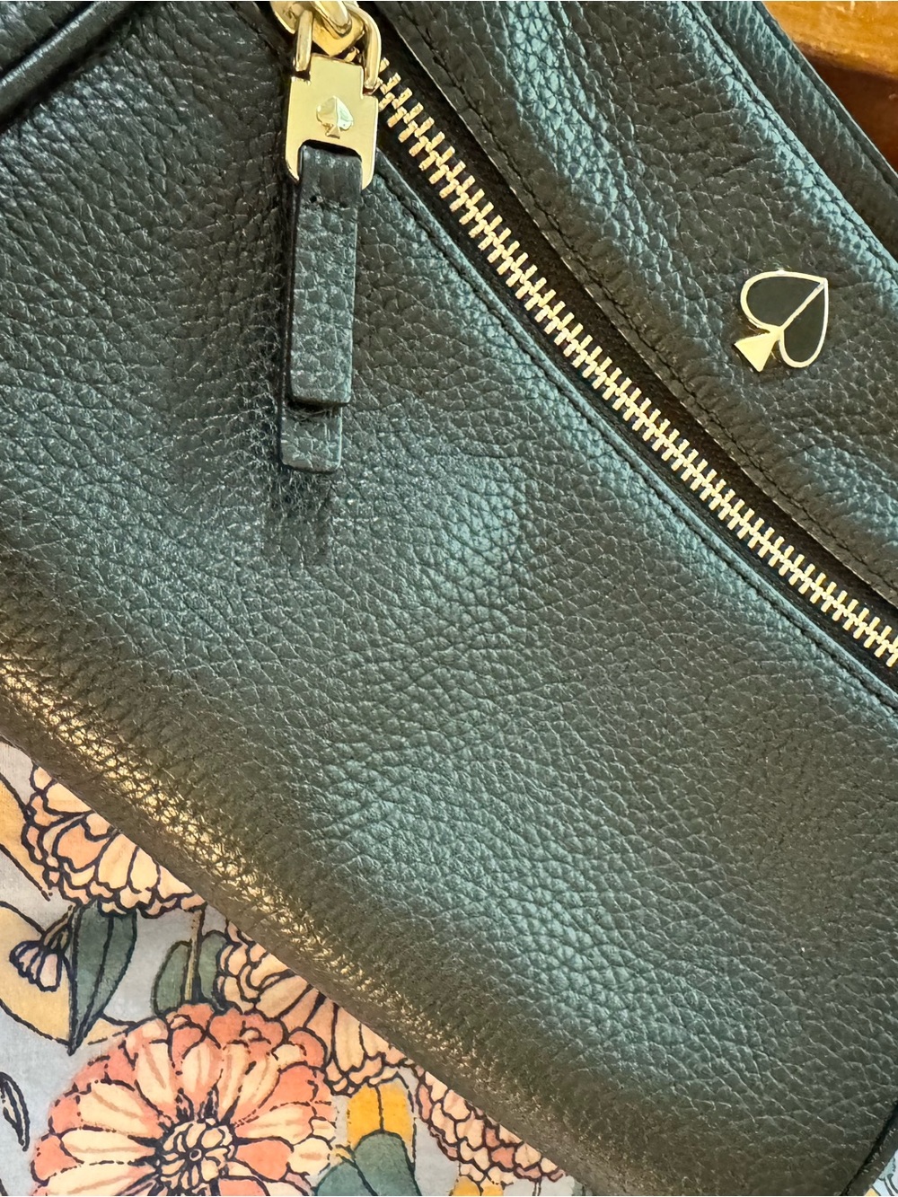 kate spade Black Pebbled Leather Gold-Accent Crossbody Bag - Picture 11 of 14